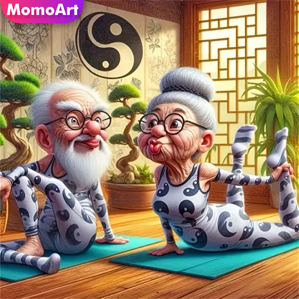 Photo Mosaic Print - Momoart Yaşlı İnsanlar Elmas Mozaik Çift