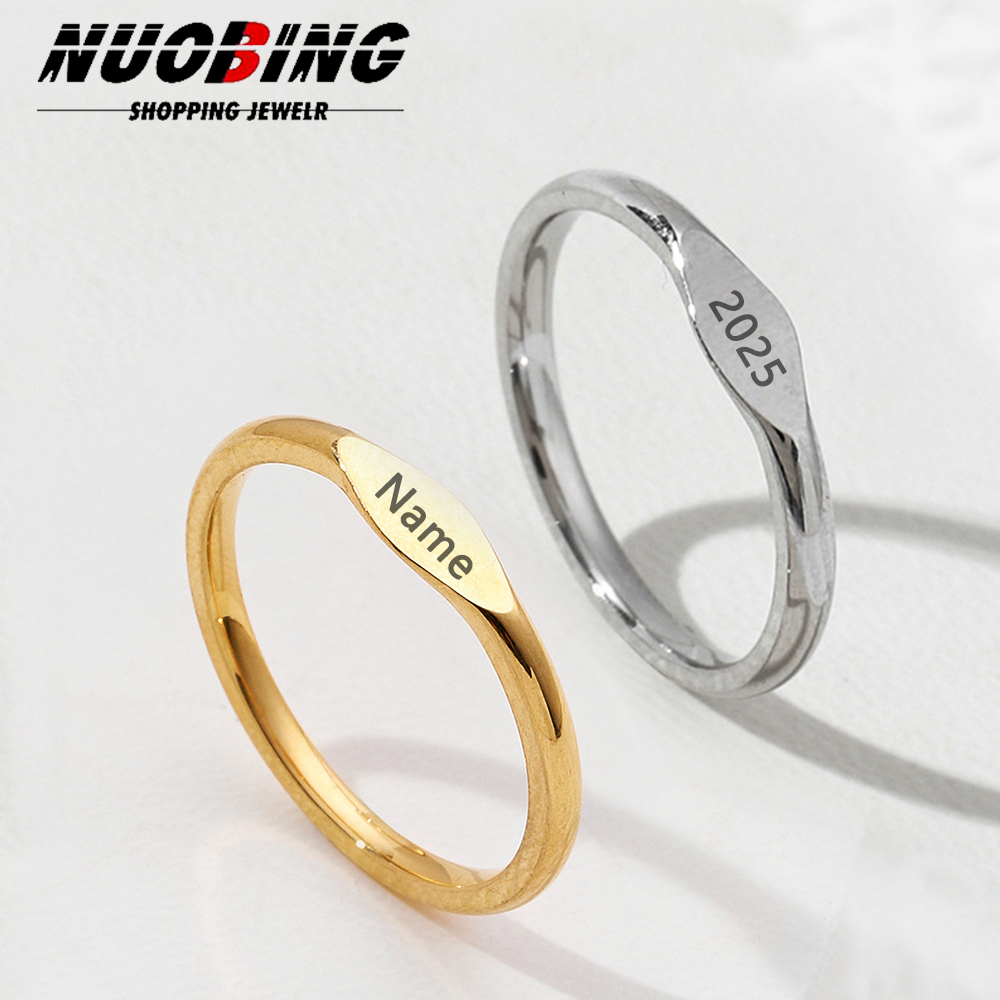Initial Ring Custom - Kişiselleştirilmiş özelleştirilmiş isim yüzük, altın paslanmaz