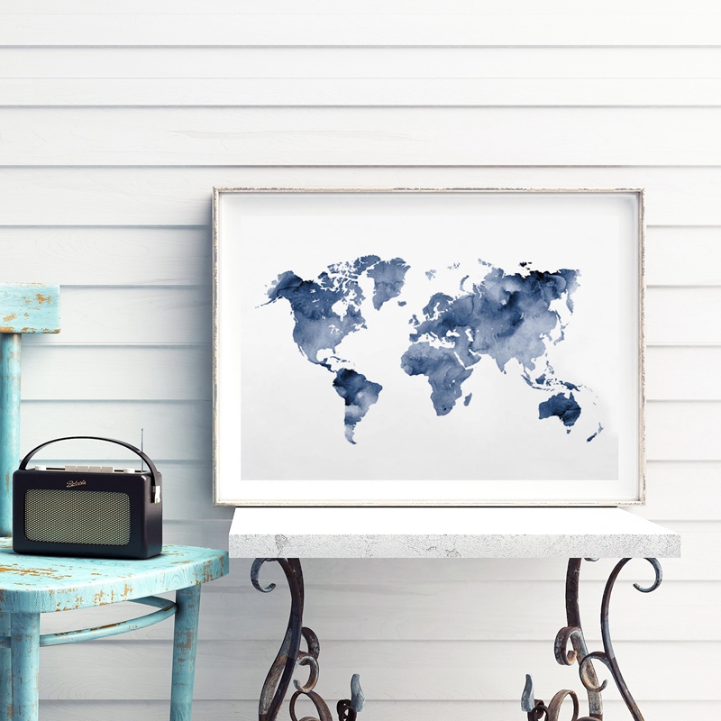 Mavi dünya haritası baskı dona - Custom Star Map incelemesi ve fiyatı